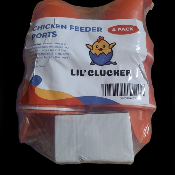 Lil Clucker Poultry Feeder Ports Orange Pack of 4 Feeder Ports - Picture 2 of 3